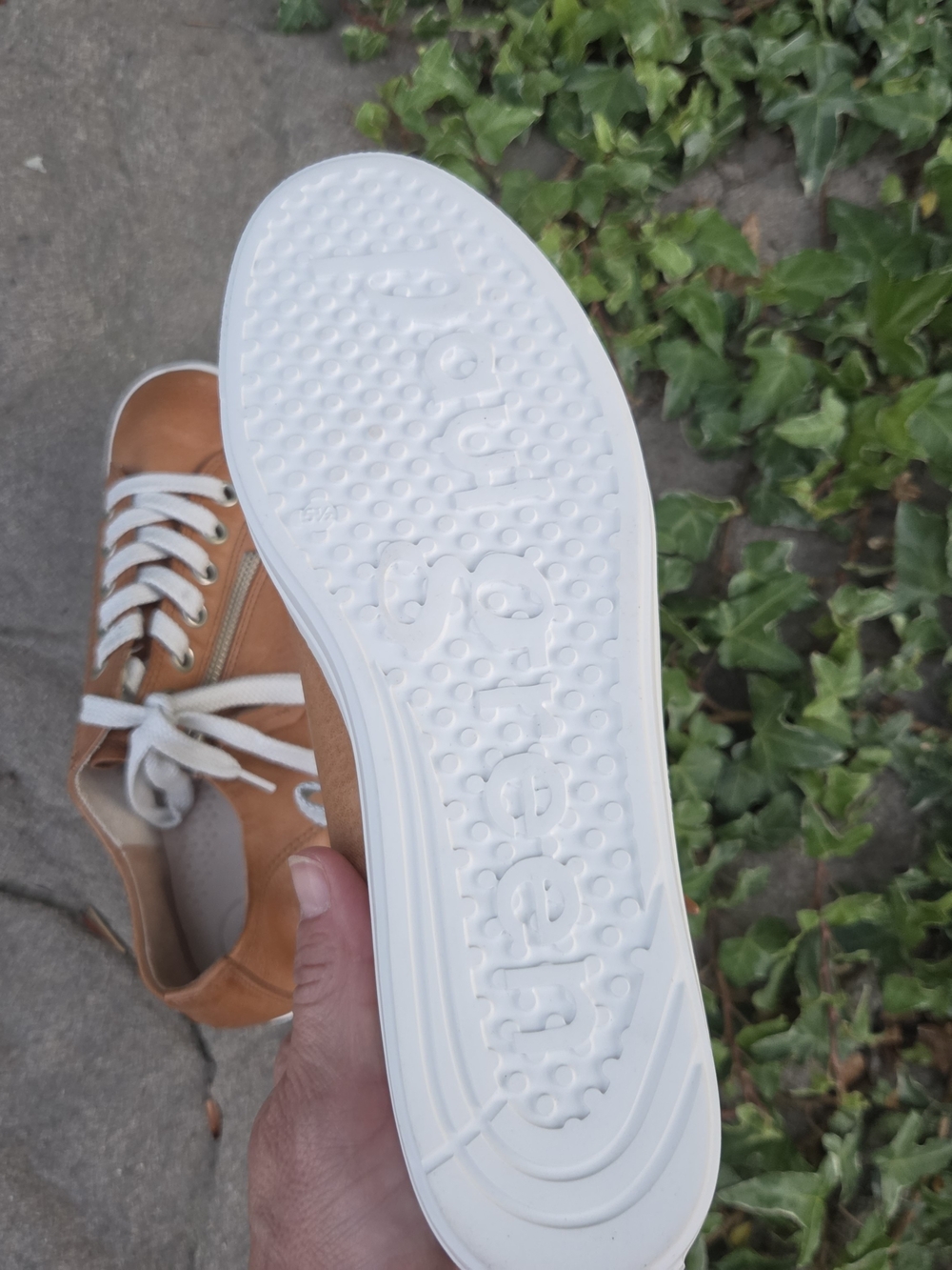 Paul Green Cognac Brown Leather Lace-Up Sneaker with Side Zipper Size 5.5 - Picture 7 of 7